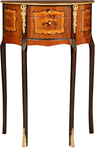 Biscottini 69 x 24 x 46 cm – Holz – Beistelltisch Halbmond Retro – Schmaler und hoher Eingangstisch – Hoher Couchtisch 3 Schubladen