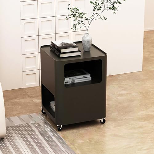 KRXSOBNV,, moderner Stauraum, rollbarer, kleiner,, beweglicher für Schlafzimmer, kleiner Platz, Nachttische (schwarz)