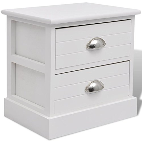 Xichuzi Nachttisch, Nachtschrank, Nachtkästchen, Nachtkommode, Bedside Table, Nacht Tisch, Landhausstil Weiß