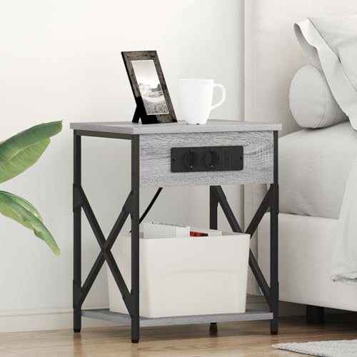 Rantry Nachttisch Grau Sonoma 41 x 31 x 51 cm Holzwerkstoff Nachtschrank Model859511