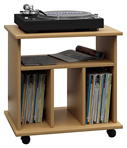 VCM Holz Beistelltisch | Couchtisch schlicht | Sofatisch Rollen | Maße ca. H. 59 x B. 60 x T. 45 cm | rollbar Kaffeetisch - Tabina Buche