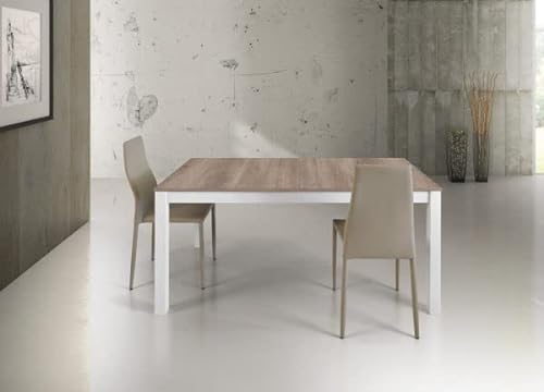 Mar.c.a. Design - Nachttisch für Schlafzimmer mit Sonoma-Effekt, Griffe und Beine Silber - Maße 44,5 cm x 33,5 cm x 43 h
