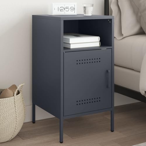Myheimly Nachttisch Nachttische Nachtschrank Nachtkonsole Telefontisch Anthrazit 36x39x68 cm Stahl 3033349de