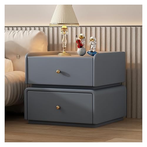 Nachttisch, Klassische, große Nachttische mit 2 Schubladen und Stauraum, komplett montiert(Gray Blue,45cm)