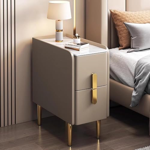 Schlanker Nachttisch mit doppelter Schublade, modernes, minimalistisches Design, perfekt für kleine Räume und Schlafzimmer