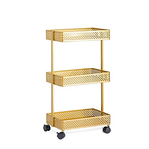 Badezimmer-Regal mit 3 Etagen, Metall, rollbar, mit Universal-Bremsrädern, leicht zu bewegen, 40,6 cm / 63 cm, für Zuhause und Büro