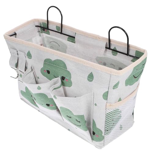 DOITOOL Bedside Storage Bag aus Stoff Multifunktionale Aufbewahrungstasche zum Einhängen Am Nachttisch für Studentenwohnheim Grün Praktischer Organizer für Bücher Handy Kleinteile