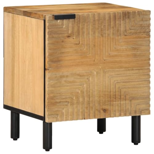 SDWEHO7 Nachttisch mit 1 Tür, Side Table, Kaffeetisch, Beistelltisch für Wohnzimmer Schlafzimmer, Braun 40x33x46 cm Massivholz Mango