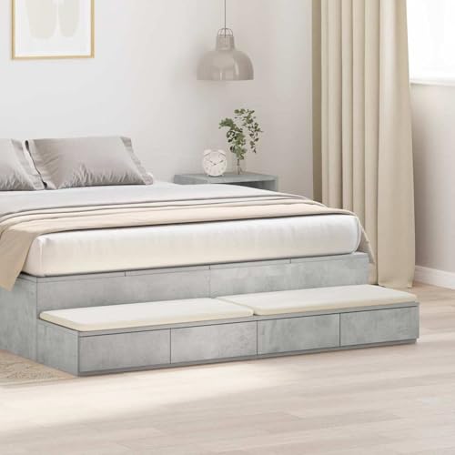 Gecheer Nachttisch Beton grau Holzwerkstoff 150 x 36,5 x 16,5 cm, Schlichte Nachtkommode für Wohnzimmer Schlafzimmer Studentenbude866958
