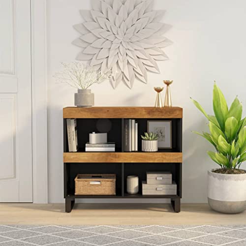 KATERYY Beistellschrank 85x33x75 cm Massivholz Mango,Industrieller Beistellschrank aus massivem Mangoholz Stauraum für deinen Wohnraum Schlafzimmer, Nachttische