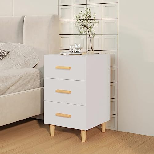 HEFZGDB Nachttisch Weiß 40x40x66 cm Holzwerkstoff Nachttisch Vintage Nachttische Nachtkästchen Sideboard Wohnzimmer für Wohnzimmer Hotel Gästezimmer Schlafzimmer