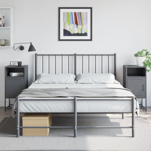 Fasba Nachttische 2 STK. Anthrazit 36x39x78 cm Stahl, Beistelltisch mit viel Stauraum, Nachtschrank, Nachtkommode, Nachtkonsole