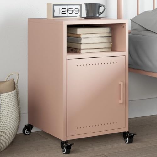 Iiaky Nachttisch Nachtschrank Bedside Table Beistellschrank Nightstand Nachttischschrank Rosa 36x39x59 cm Stahl // 846718