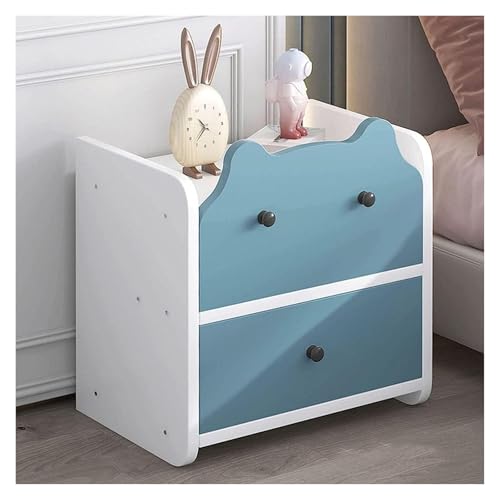 ZGHQHCDRH Nachttisch, Beistelltisch fürs Kinderzimmer, Nachttisch mit offenem Fach, 2 Schubladen, Nachttische aus Holz(Color2)
