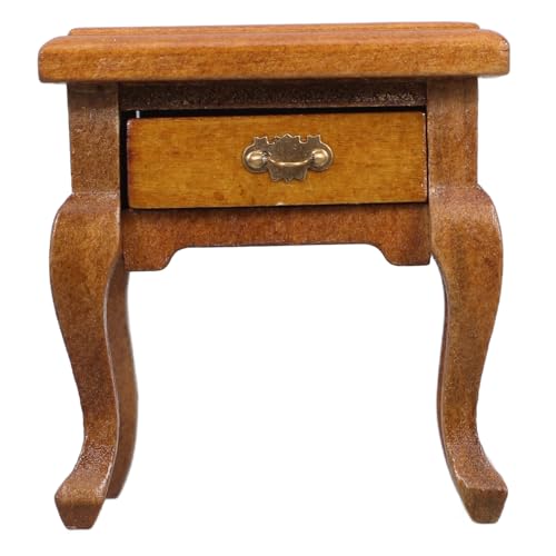 MAGICLULU Miniatur-nachttisch Aus Holz Im Maßstab 1/12 Puppenhaus Beistelltisch Schublade Französischer Landhausstil Vielseitig Einsetzbar Als Schlafzimmer- Und Wohnzimmer-Accessoire