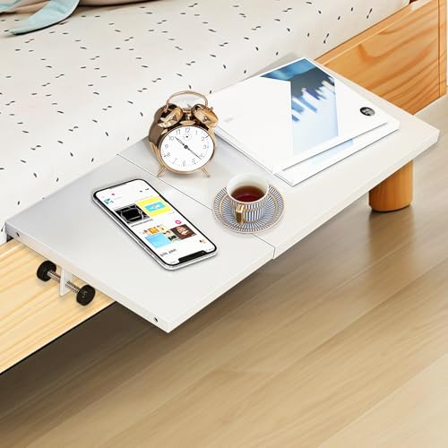 TOWEBOORY Nachttisch Regal, Bettseitiges Nachttischregal Ausziehbares Ablagefach am Bett Bettablage zum Einhängen Studentenwohnheim Essentials Clip-On Bettregal für Bücher, Smartphones, Brillen