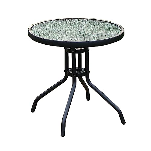 Kleiner Nachttisch mit Schubladen,Außenseite mit gehärtetem Glas,19,7 Zoll rundes Terrassenende,Metallakzen t mit hochfester,verdickter Stahlrohrhalterung,für P