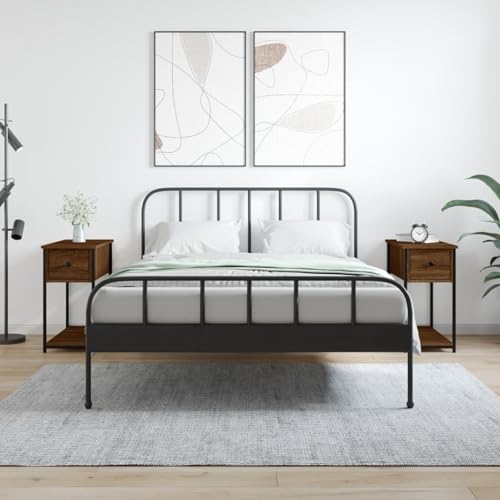 Gecheer Nachttische 2 STK. Braun Eichen-Optik 30x60x60 cm Holzwerkstoff, Schlichte Nachtkommode Kommode für Wohnzimmer Schlafzimmer Studentenbude826062