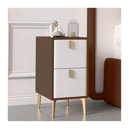 lskdnrufh Kleiner Schmaler Nachttisch Beistelltisch for Kleine Räume Eleganter Schmaler In Kunstlederoptik Schlafzimmer, Sofaseite (Braun + Weiß)(L25xD36xH52cm)
