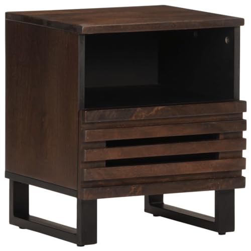 Nachttisch mit Stauraum, Night Stand Nachtschrank Schlichter Beistelltisch für Wohnzimmer Schlafzimmer, 40x34x46 cm Massivholz Mango