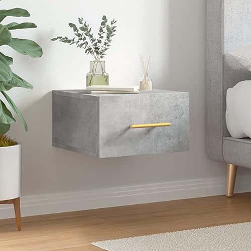 Moderner Nachttisch zur Wandmontage, platzsparendes Hängeregal 35 x 35 x 20 cm, stilvolles Design aus Beton Grau für kleine Räume, perfekt für Schlafzimmer & Wohnzimmer
