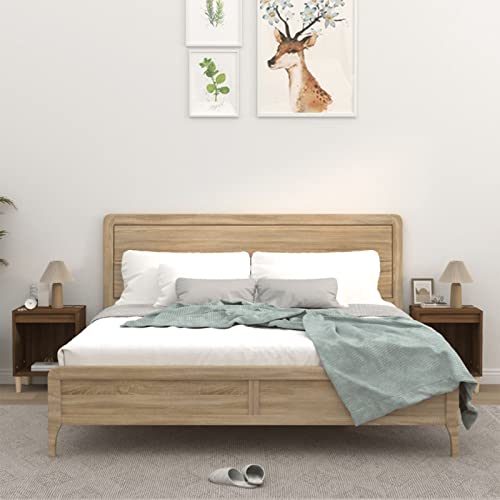 Fasba Nachttische 2 STK. Braun Eichen-Optik 40x35x50 cm, Beistelltisch mit viel Stauraum, Nachtschrank, Nachtkommode, Nachtkonsole/ 821873