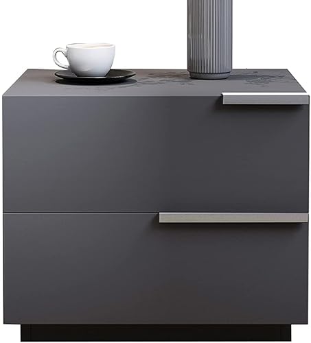 Nachttisch, Nachttisch, modern, schlichtes Regal, kleiner Aufbewahrungsschrank für Schlafzimmer, mit 2 Schubladen, quadratischer Beistelltisch, 50 x 42 x 47 cm (Farbe: Weiß) (Silber)