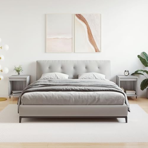 Gecheer Nachttische 2 STK. Grau Sonoma 40x35x50 cm Holzwerkstoff, Moderner Nachtschrank Beistelltisch für Schlafzimmer Gästezimmer Studentenwohnheim830713