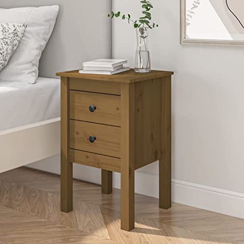 Fasba Nachttisch Honigbraun 40x35x61,5 cm Massivholz Kiefer, Beistelltisch mit viel Stauraum, Nachtschrank, Nachtkommode, Nachtkonsole/ 813695