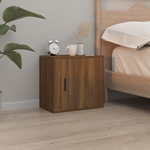 Fasba Wand-Nachttisch Braun Eichen-Optik 50x30x47 cm, Beistelltisch mit viel Stauraum, Nachtschrank, Nachtkommode, Nachtkonsole