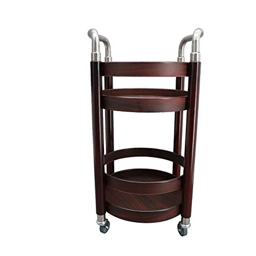Barwagen mit 4 Rollen, 2-stöckiges Massivholz-Tablett, rollbarer Servierwagen für Küche, Wohnzimmer, Hotel, Wein-/Tee-Servierwagen (B)