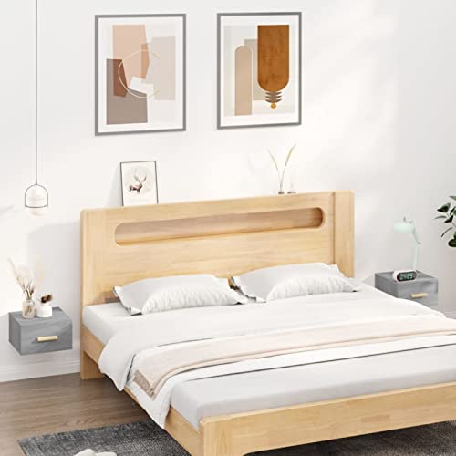 Fasba Wand-Nachttische 2 STK. Grau Sonoma 35x35x20 cm, Beistelltisch mit viel Stauraum, Nachtschrank, Nachtkommode, Nachtkonsole/ 817576