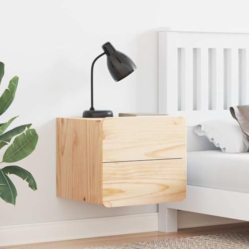 Ordellia Nachttisch Wandmontiert Braun 39x34x33 cm, Massivholz Kiefer, mit Roll-Out Schublade, Platzsparendes Design für Schlafzimmer, Wohnzimmer, Flur