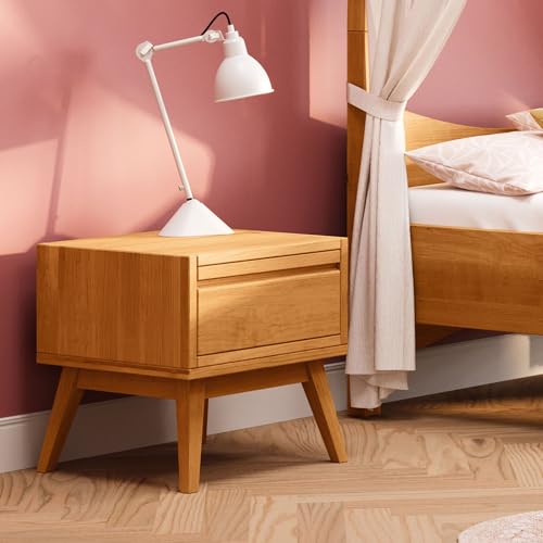 Original Laura Retro Nachttisch von BioKinder® | Nachttisch mit Schublade | aus 100% Massivholz, mit bioola natürlich geölt, Erle