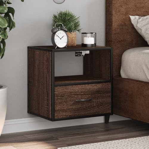 NIVVHOH Wand-Nachttische 2 STK, Nachtschränkchen Nachtkästchen Nightstand Beistelltisch Geeignet für Wohnzimmer Hotel Schlafzimmer Wohnung Braun Eichen-Optik 40x31x39,5 cm