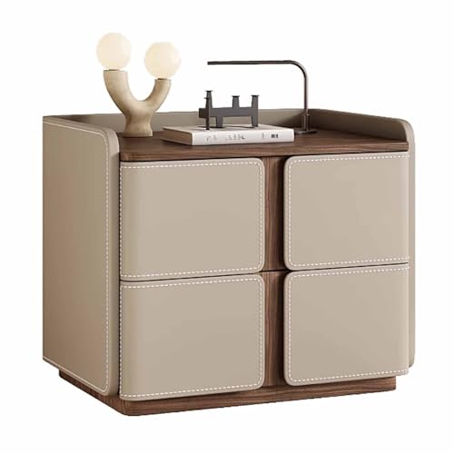 Nachttisch aus Holz mit 2 Schubladen, kratzfestes Kunstleder, einzigartiges Design, keine Montage erforderlich, ideal für Schlafzimmer, Schlafsaal, kleine Räume