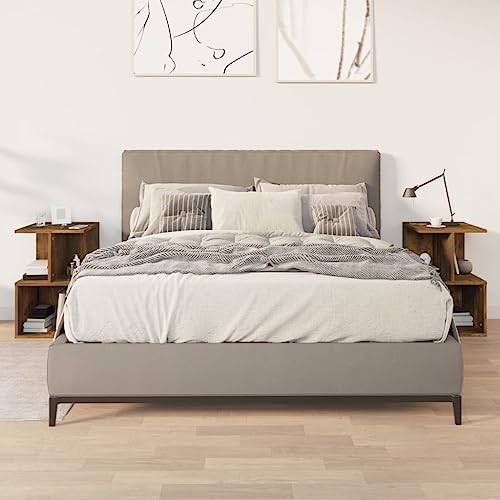 LAPOOH Nachttische 2 STK Nachtschrank, Nachtkästchen, Bedside Table, Nachtkommode, Nightstand, Nachttischschrank, Nachtkonsole, Räuchereiche 35x35x55 cm Holzwerkstoff