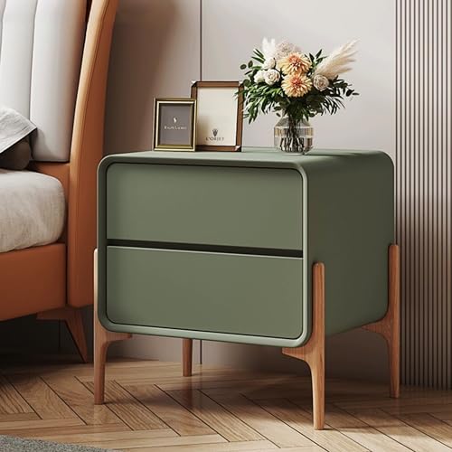 Einfacher grüner Nachttisch mit 2 Schubladen – stilvolle Schlafzimmermöbel für Wohnzimmer & Schlafzimmer – kompakter Nachttischschrank 30 x 40 x 50 cm
