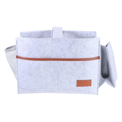 Uonlytech Filz Aufbewahrungstasche zum Einhängen Multifunktionaler Sofa und Nachttisch Organizer Grauer Hängebeutel mit Verstärkten Nähten für Wohnzimmer und Studentenwohnheim