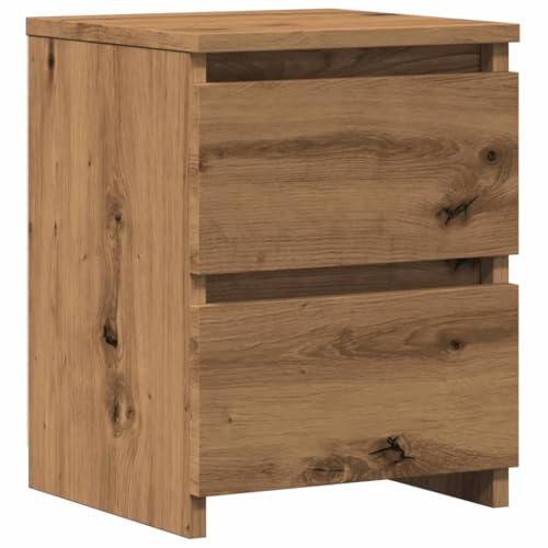 vidaXL Nachttisch, Nachtschrank mit 2 Schubladen, Nachtkommode für Schlafzimmer, Nachtkonsole Beistelltisch, Artisan-Eiche Holzwerkstoff