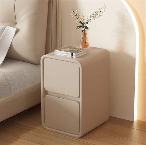Generisch Moderner Nachttisch mit 2 Schubladen, Nachttisch aus Mikrofaser-Leder, Holzrahmen, Sofa-Beistelltisch, Möbel-Beistelltisch for Schlafzimmer, Wohnzimmer(Blanc,11.8x15. 7x19.7in)
