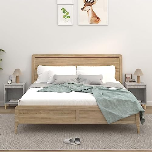 PUEOSZX Nachttisch für Schlafzimmer, Aufbewahrungsschrank, 2 Stück, Betttisch aus Holz, seitliche Schränke, Heimdekoration, Schlafzimmer-Möbel, platzsparendes Design, Grau, Beton, 40 x 35 x 50 cm