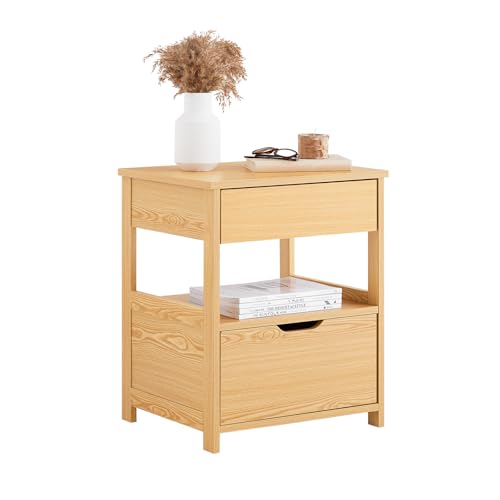 SoBuy Beistelltisch Sofatisch Nachttisch Boxspringbett schmal Telefontisch Nachtkommode Aktenschrank Natur BHT ca. 45x55x37cm FRG258-N