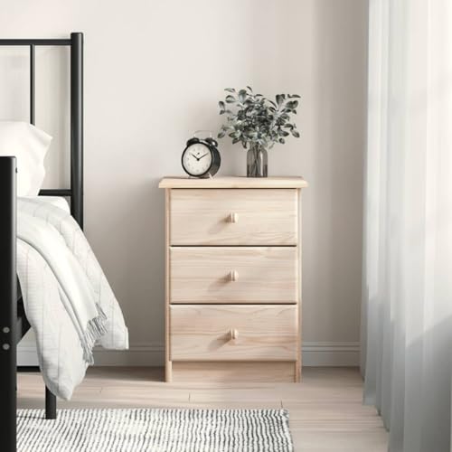 Fasba Nachttisch ALTA Natur 41x35x55,5 cm Massivholz Kiefer, Beistelltisch mit viel Stauraum, Nachtschrank, Nachtkommode, Nachtkonsole