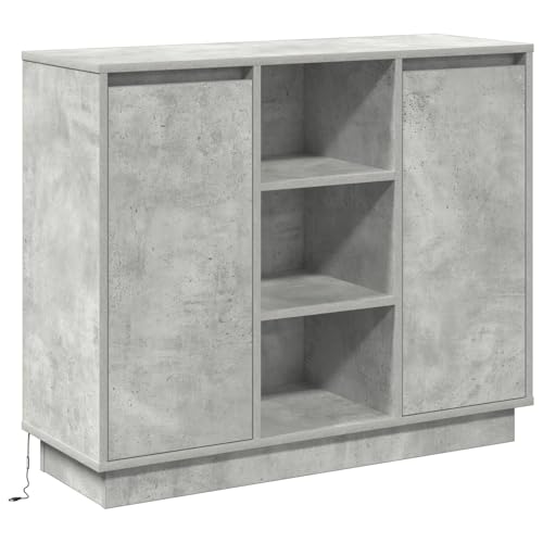 vidaXL Sideboard mit LED in Beton Grau 90x32x75 cm aus Holzwerkstoff