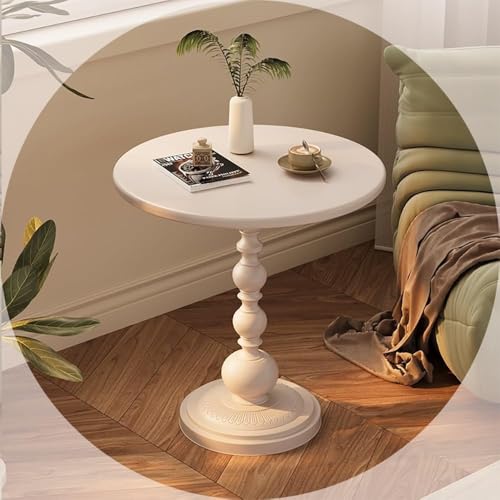 Vintage weißer runder Beistelltisch 21 Metall-WC-Akzenttisch für Wohnzimmer, Schlafzimmer und Balkon, kleiner Raum, Kaffee-/Getränke-/Cockta iltisch