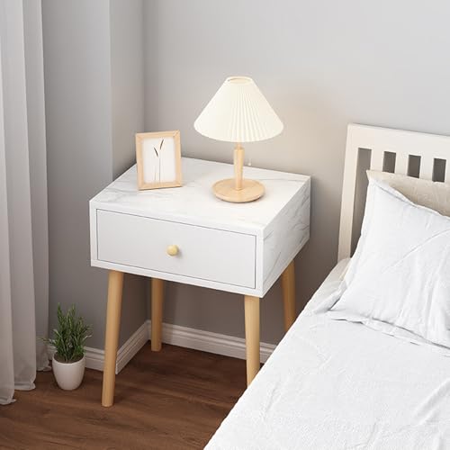 Moderner Nachttisch aus Holz mit Schubladen, schmaler Aufbewahrungsschrank, robuster Leder-Nachttisch für Schlafzimmer und Wohnzimmer, stilvolle Holzoberfläche (Holz-C)