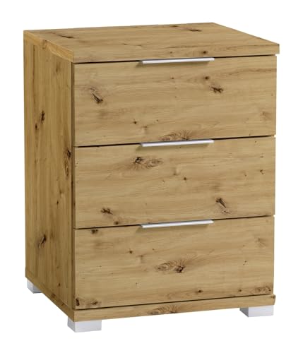 Universal Nachttisch in Artisan Eiche Optik - Moderner Nachtschrank mit drei Schubladen für Ihr Boxspringbett - 46 x 61 x 42 cm (B/H/T)