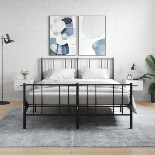 JHQHSM Wand-Nachttische 2 STK. Nachtkästchen Schrank Lagerschrank Wandschrank Hängeschrank Hängender Nachttisch Nachtschrank Geeignet für Büro Schlafzimmer Arbeitszimmer Hochglanz-Weiß 35x35x20 cm