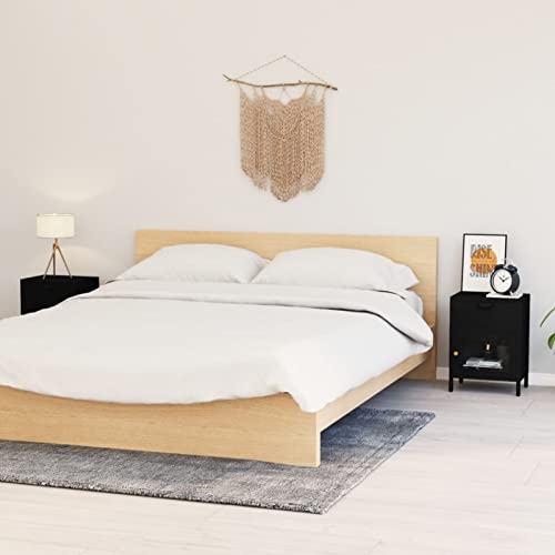 Fasba Nachttische 2 STK. Schwarz 40x30x54,5 cm Stahl und Glas, Beistelltisch mit viel Stauraum, Nachtschrank, Nachtkommode, Nachtkonsole